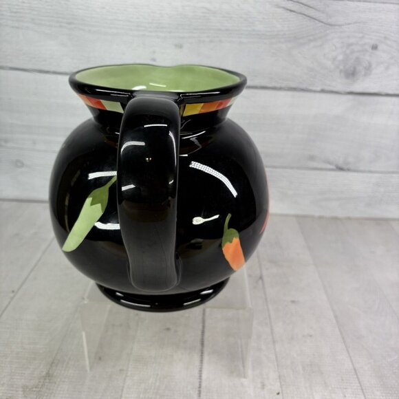 THE MAIN INGREDIENTS Black Ceramic Red Orange Green Chili Peppers 3.5Qt Pitcher - Picture 3 of 16